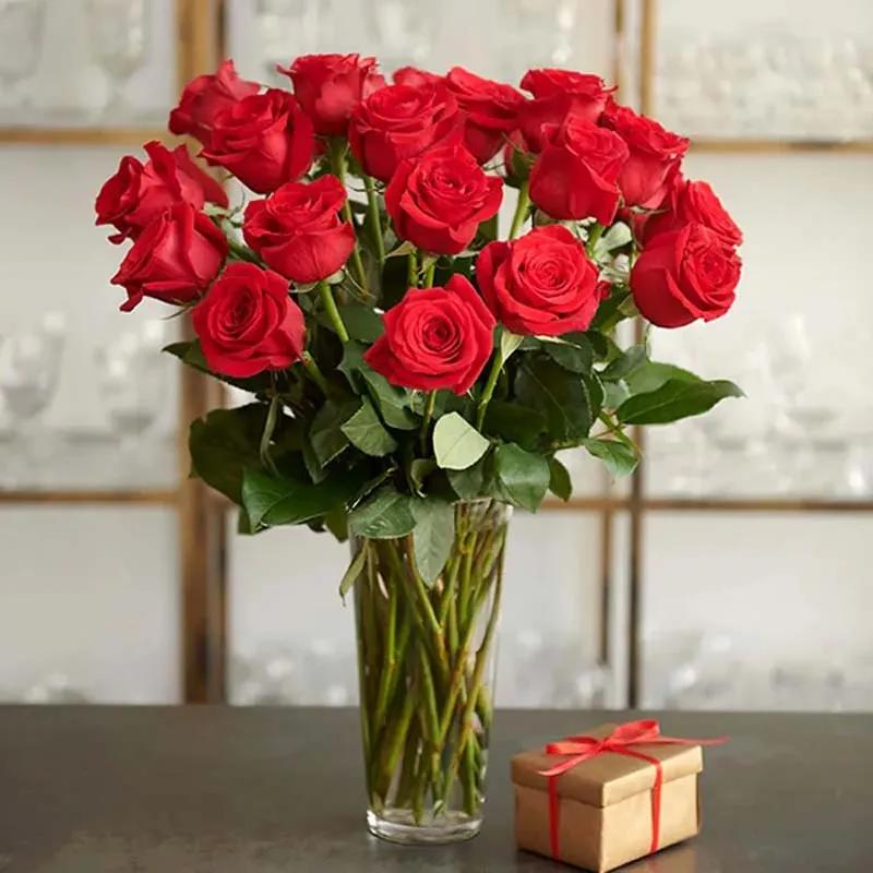 20 Red in Vase with Ferrero Rocher