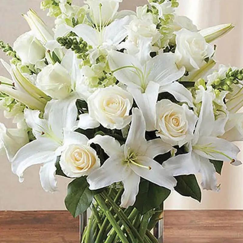 All White Classic Flowers In Vase