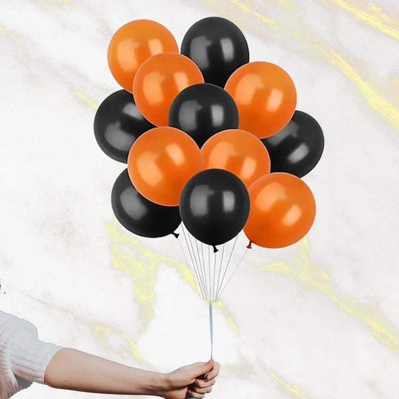 Black and Orange Helium Balloons 12 Pcs