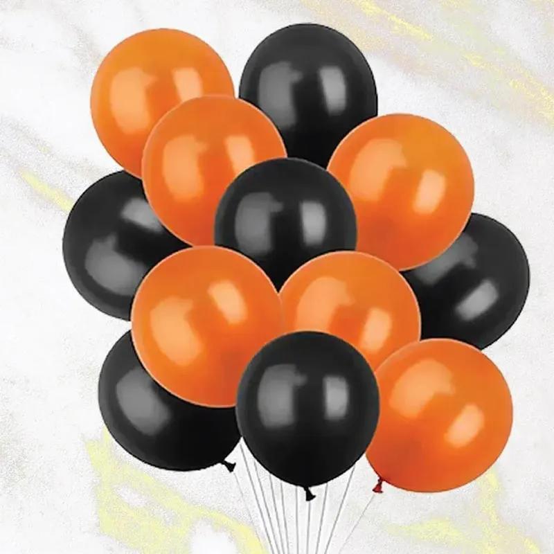 Black and Orange Helium Balloons 12 Pcs