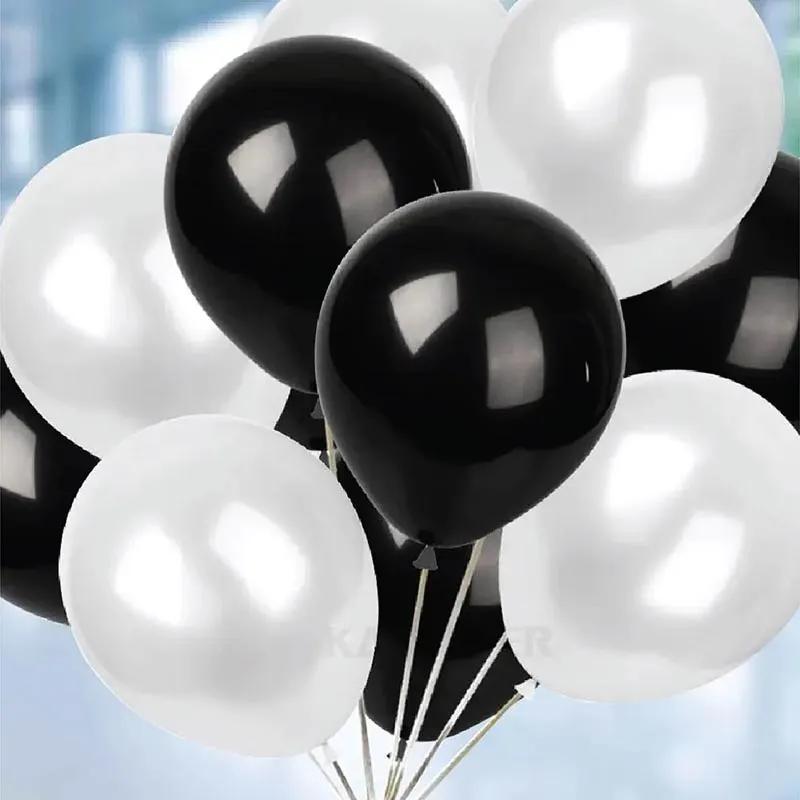 Black and White Helium Balloons 10 Pcs