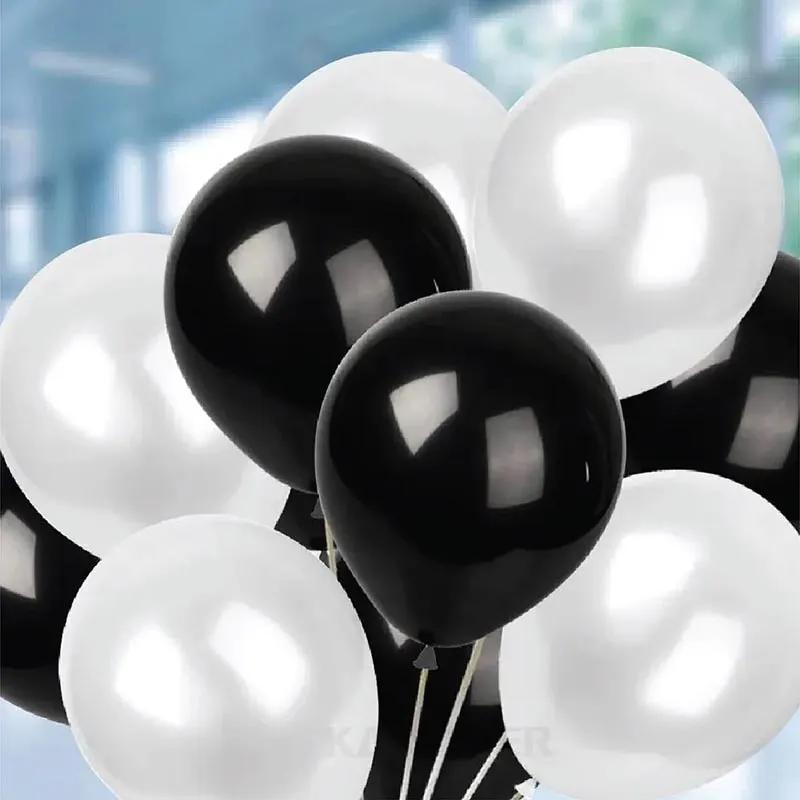 Black and White Helium Balloons 10 Pcs