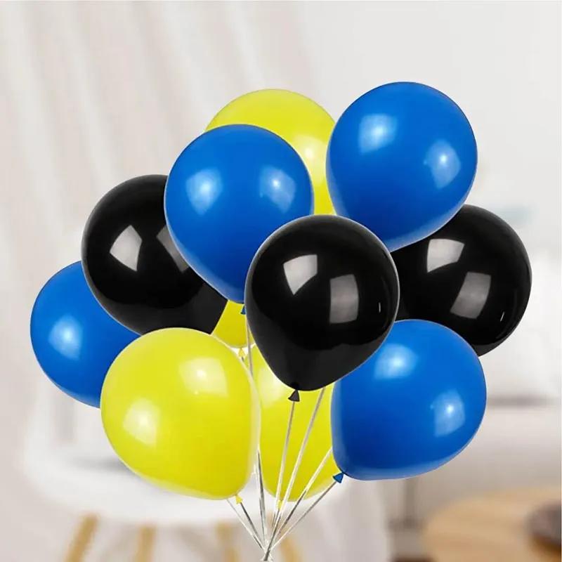 Blue Black N Yellow Helium Balloons 12 Pcs