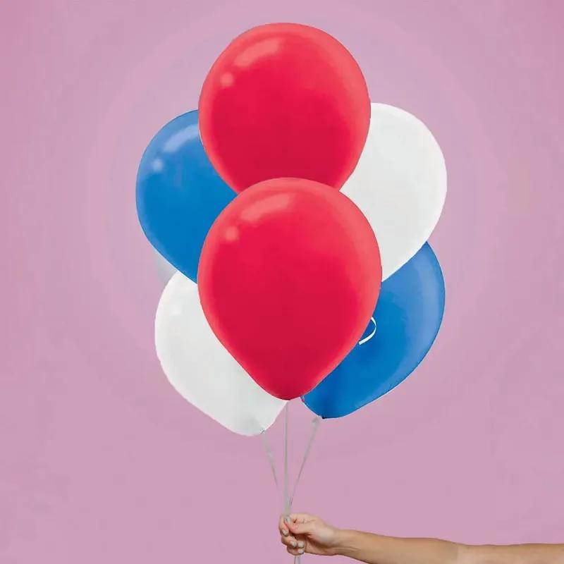 Blue White N Red Helium Balloons 12 Pcs