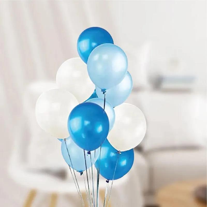 Blue White N Sky Blue Helium Balloons 12 Pcs