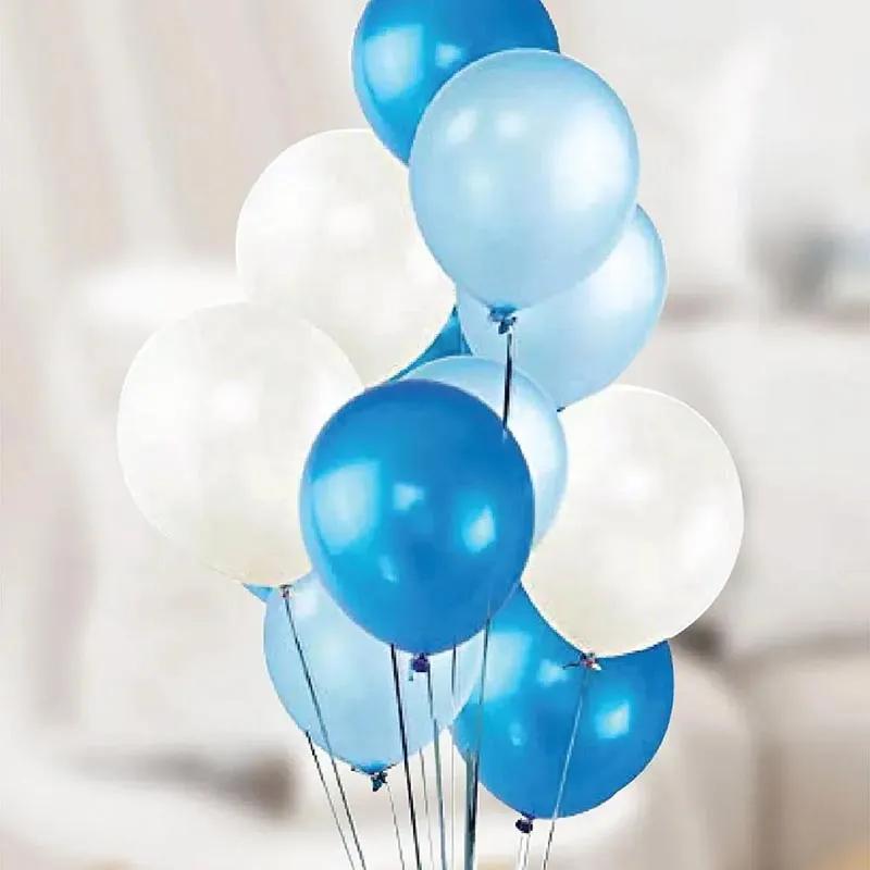 Blue White N Sky Blue Helium Balloons 12 Pcs