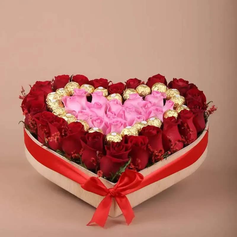 Choco Floral Heart Shape Arrangement