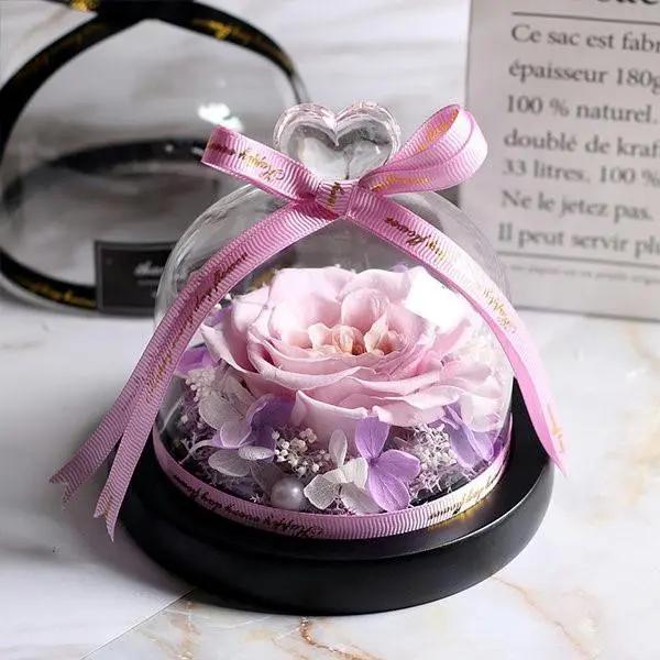 Designer Pink Preserved Rose with Box