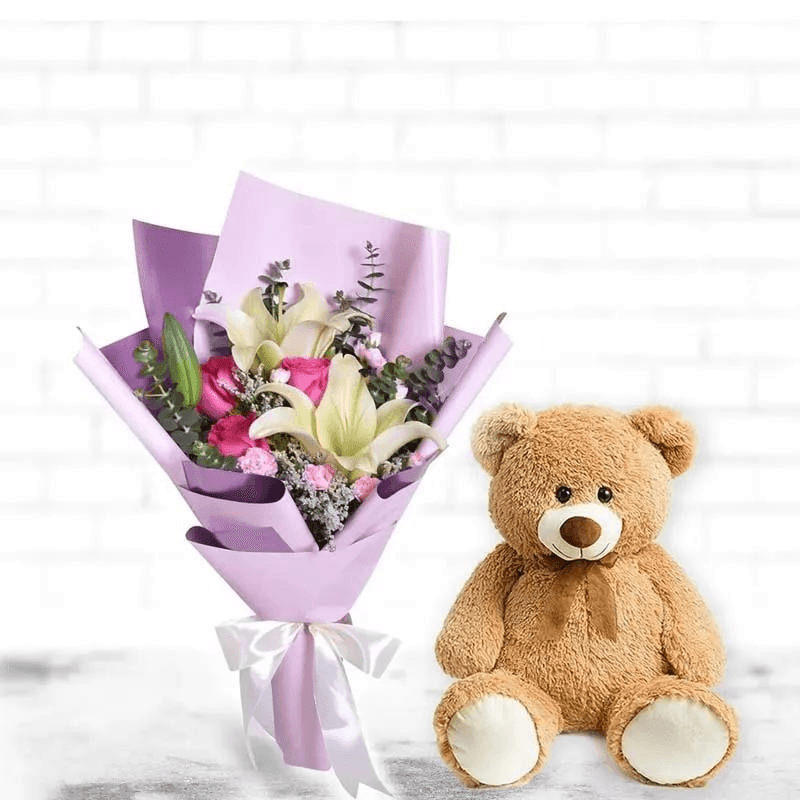 Eye Candy Bouquet and Teddy Bear