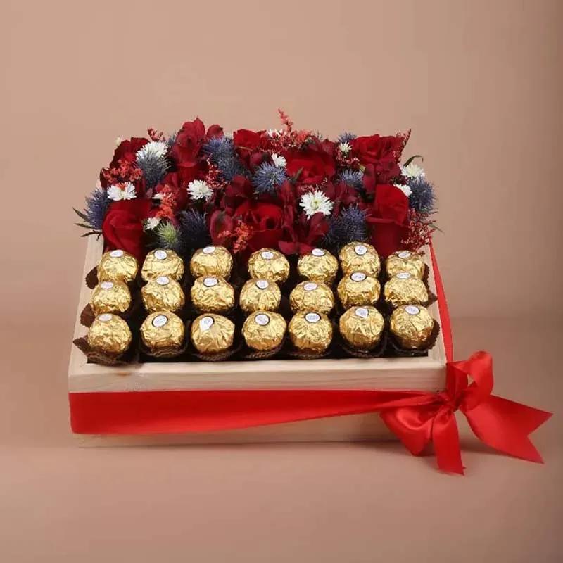 Flower and Ferrero Arrangement