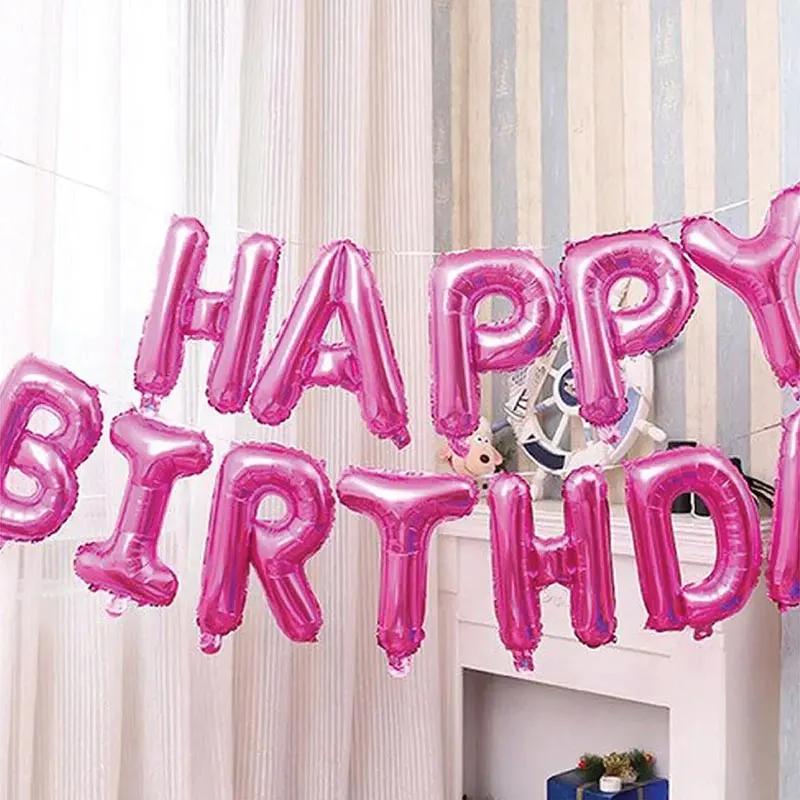 Happy Birthday Pink Letter Balloons