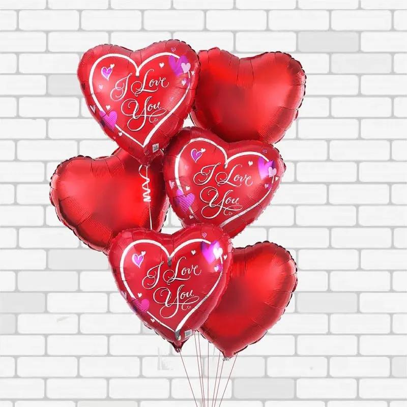 I Love You N Heart Shape Foil Balloons 6 Pcs