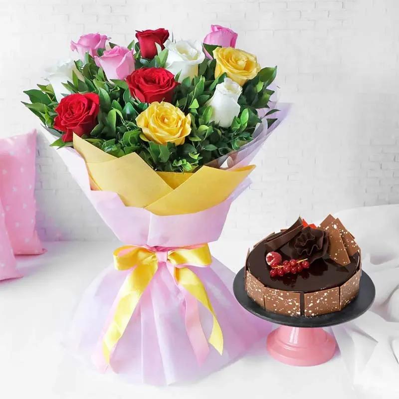 Mix Presentation Bouquet and Fudge Cake