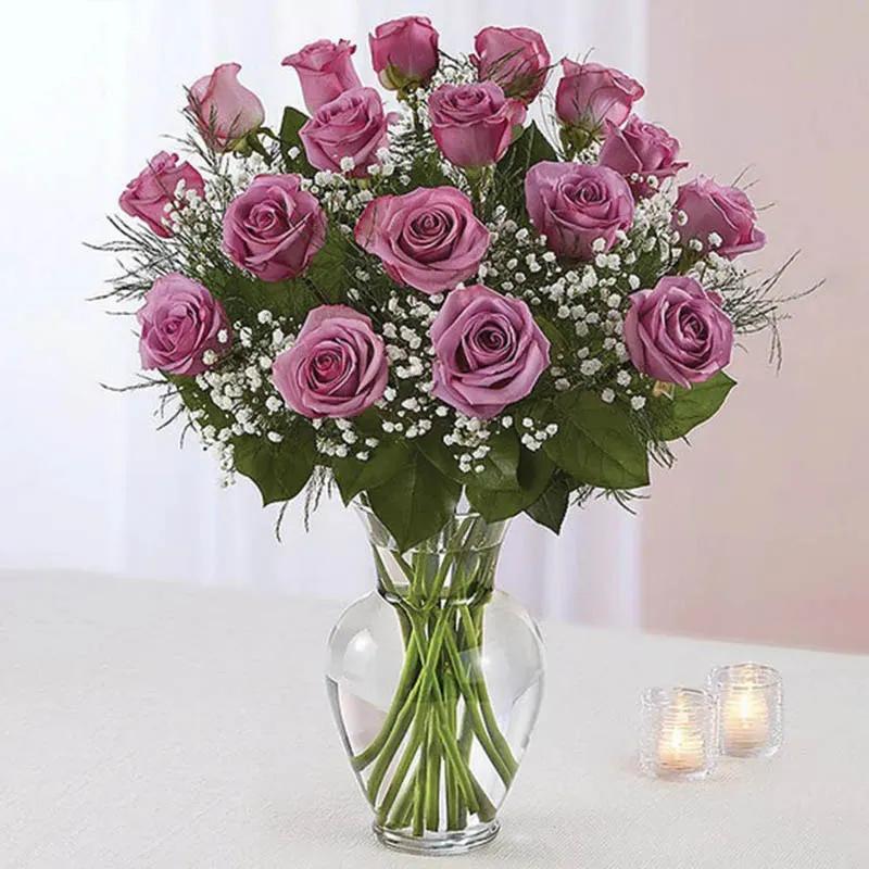 Passionate 20 Purple Roses In Vase