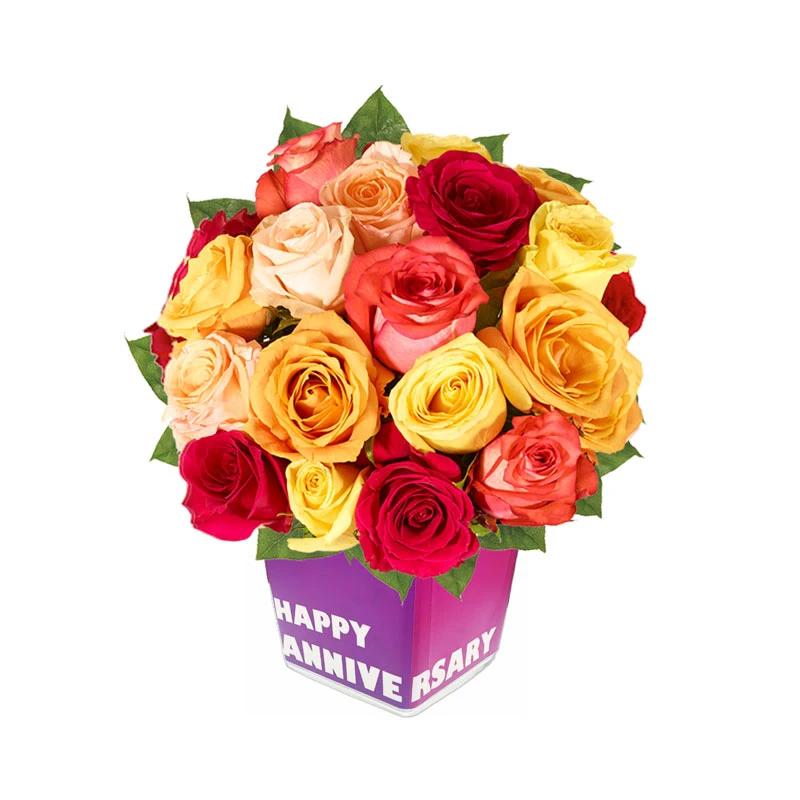 Perfect Lover Mix Roses Anniversary Vase