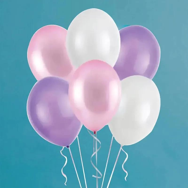 Pink Purple and White Helium Balloons 12 Pcs