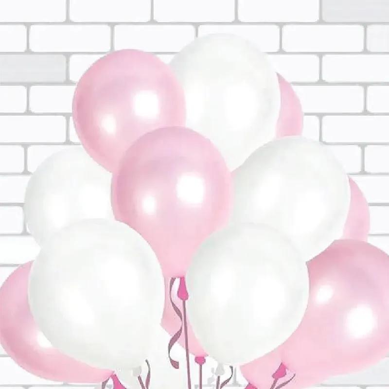 Pink and White Helium Balloons 10 Pcs