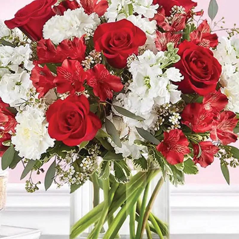 Red and White Flower Arrangement