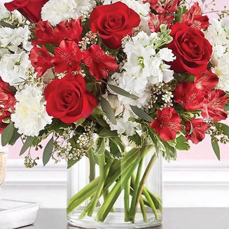 Red and White Flower Arrangement