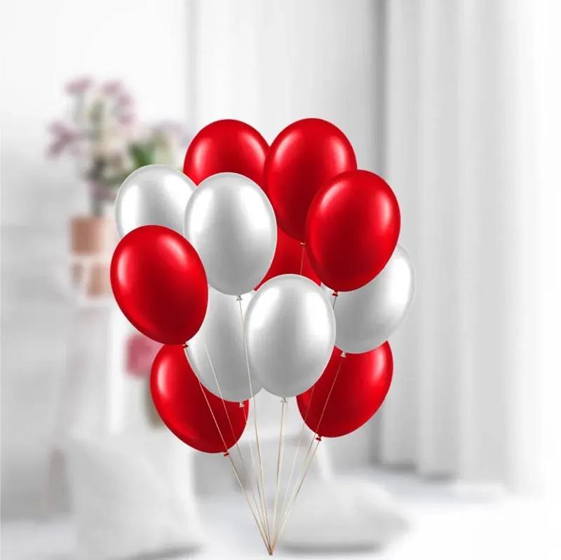 Red and White Helium Balloons 15 Pcs