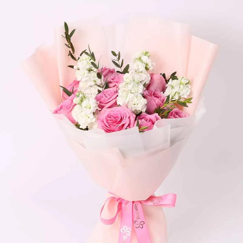 Tender Charm Roses and Stocks Bouquet