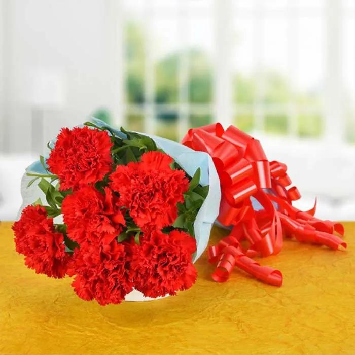 Vibrant Red Carnations Bouquet