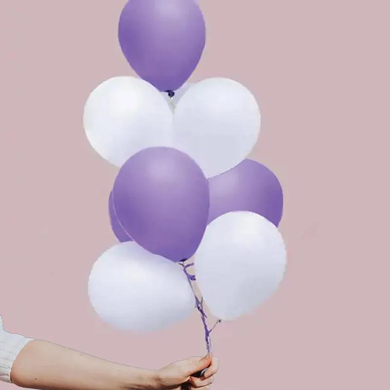 White and Purple Helium Balloons 10 Pcs