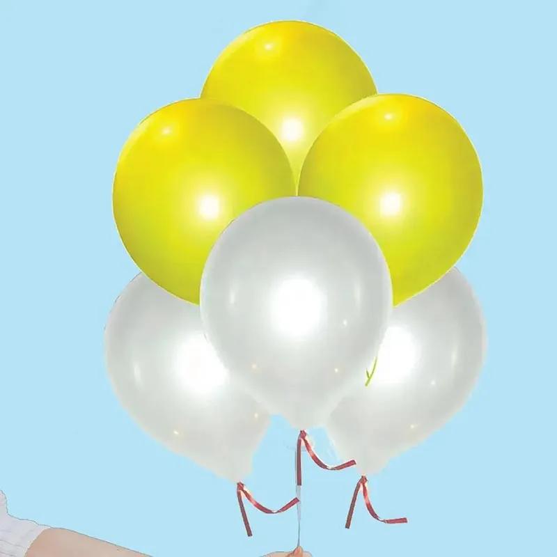 Yellow and White Helium Balloons 10 Pcs