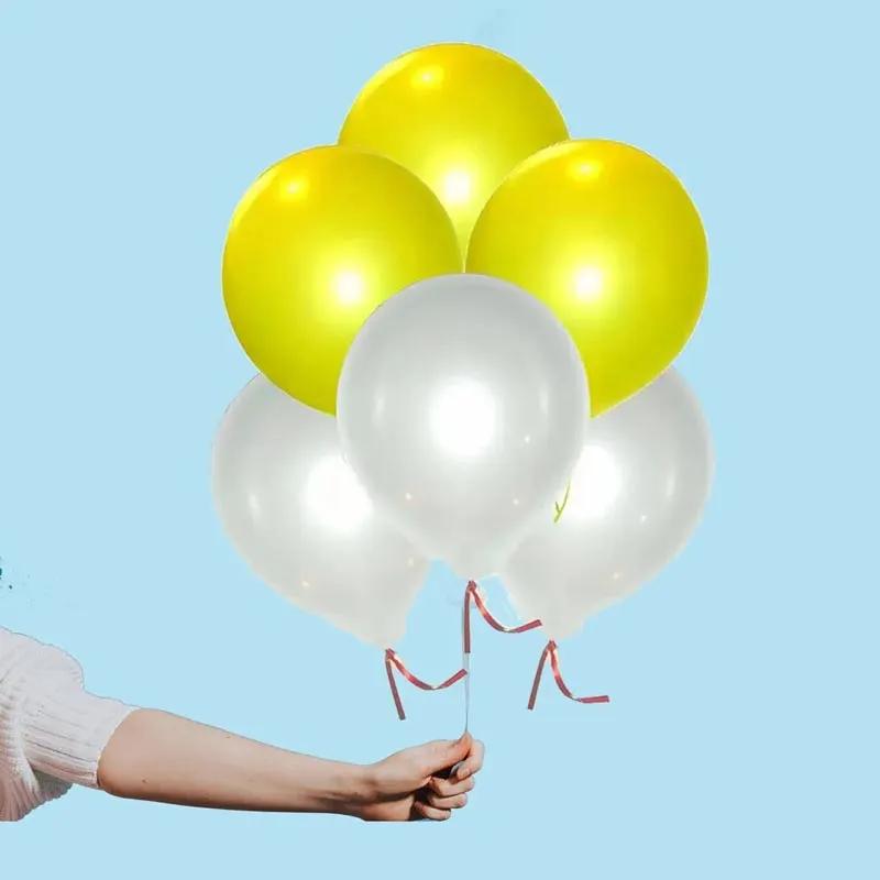 Yellow and White Helium Balloons 10 Pcs